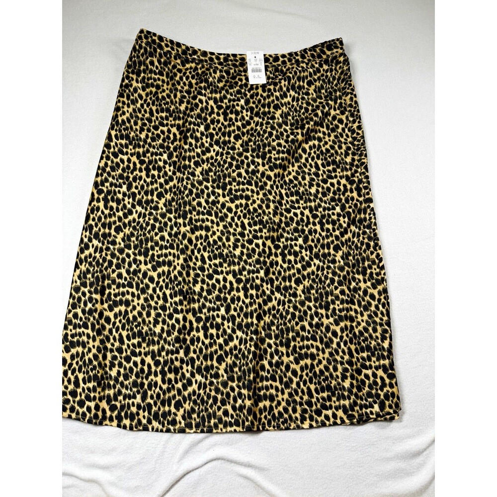 J.Crew Womens Beige Black Leopard Animal Print A-Line Midi Skirt Size XL NEW 523